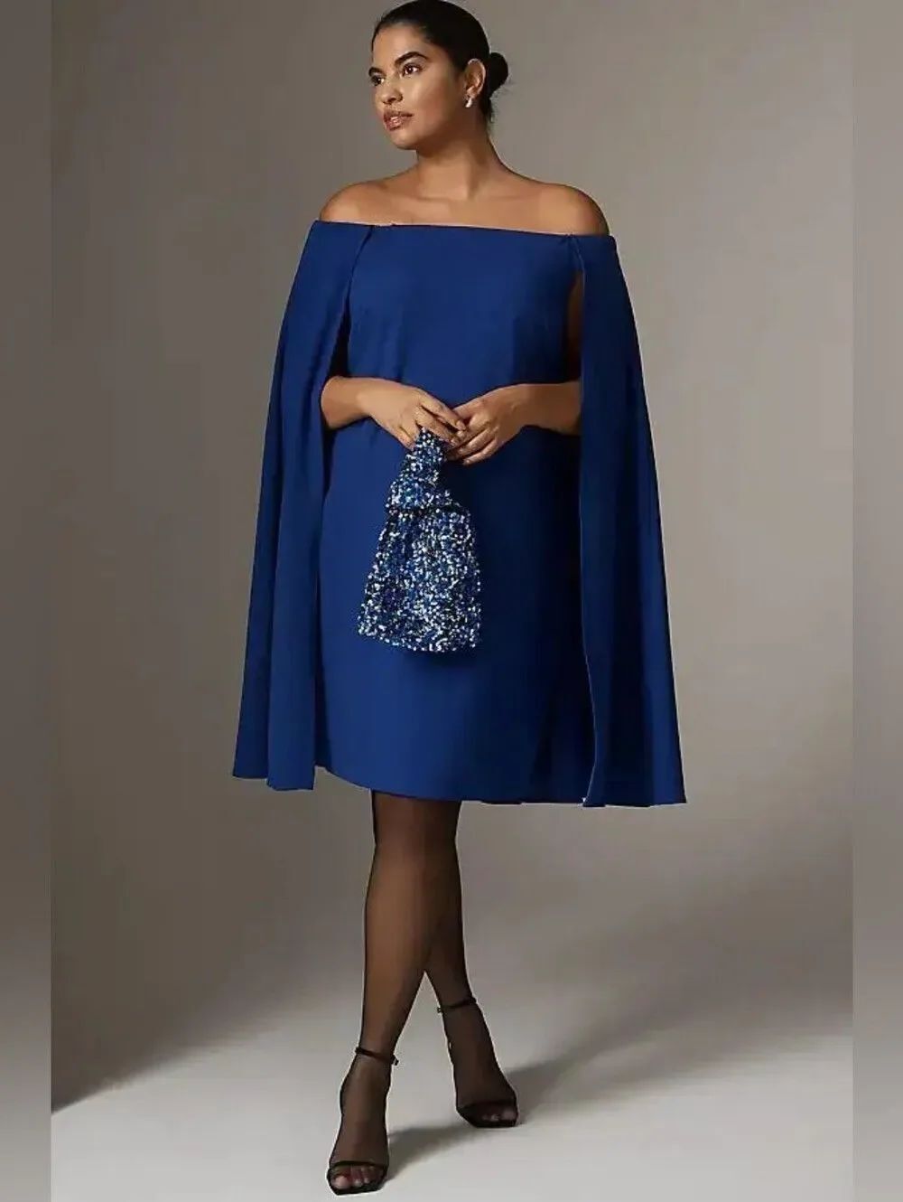NWT Anthropologie Adrianna Papell Off-Shoulder Mini Cape Dress Size 14W 14
